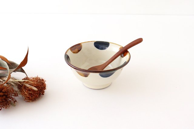 Toshin Kiln Rice Bowl Blue&Brown Dot | Tsuboya Ware  Yachimun-Detail7