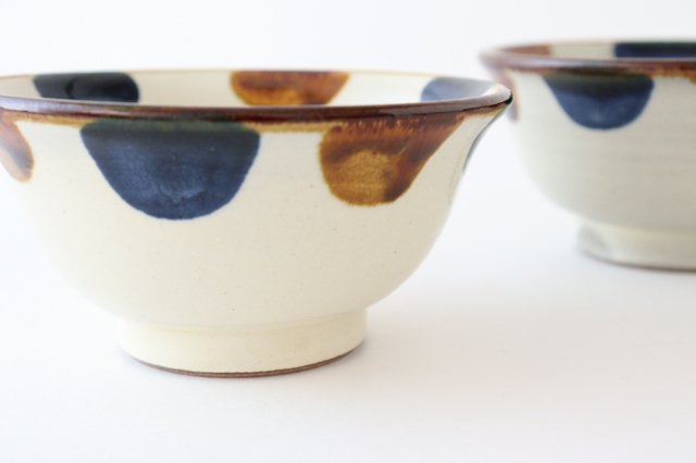 Toshin Kiln Rice Bowl Blue&Brown Dot | Tsuboya Ware  Yachimun-Detail8