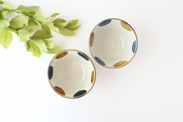 Toshin Kiln Rice Bowl Blue&Brown Dot | Tsuboya Ware  Yachimun-Detail9