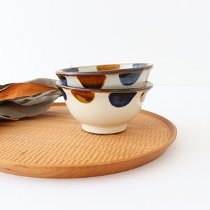 Toshin Kiln Rice Bowl Blue&Brown Dot | Tsuboya Ware  Yachimun-Detail10