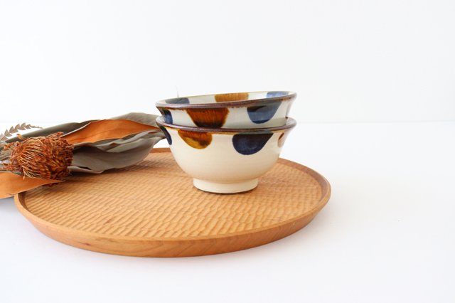 Toshin Kiln Rice Bowl Blue&Brown Dot | Tsuboya Ware  Yachimun-Detail10