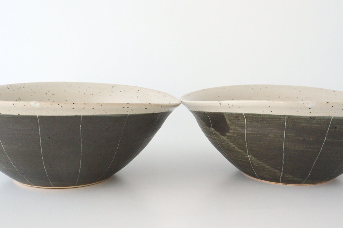 Deep Bowl Striped Black | Ramen Bowl Shigaraki ware