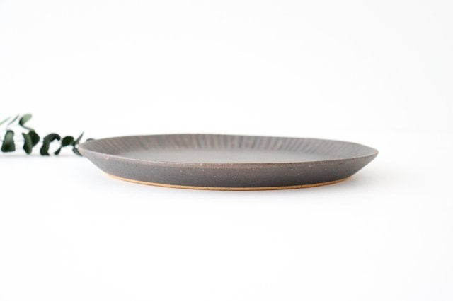 Round Plate Shinogi Bronze 24㎝/9.4in | Shigaraki Ware