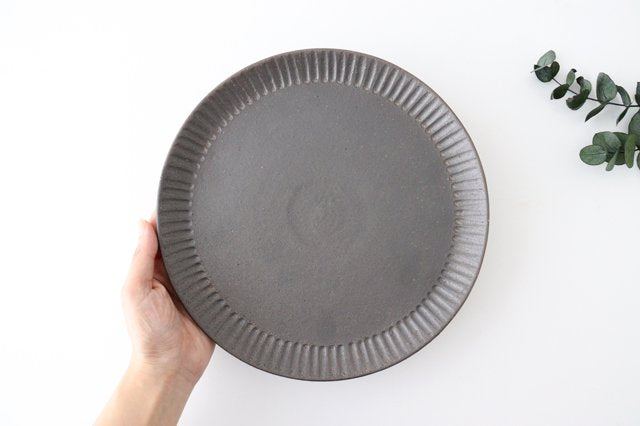 Round Plate Shinogi Bronze 24㎝/9.4in | Shigaraki Ware