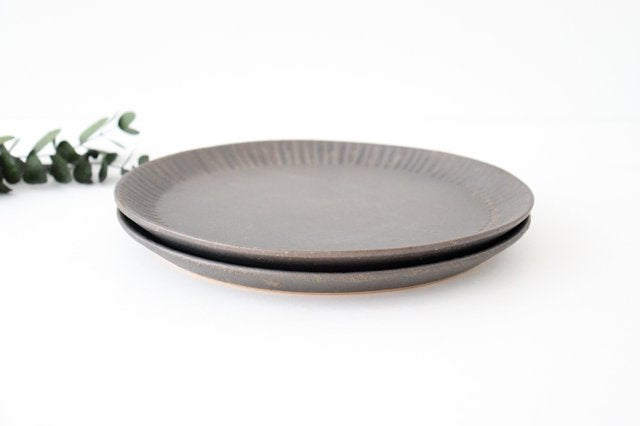 Round Plate Shinogi Bronze 24㎝/9.4in | Shigaraki Ware