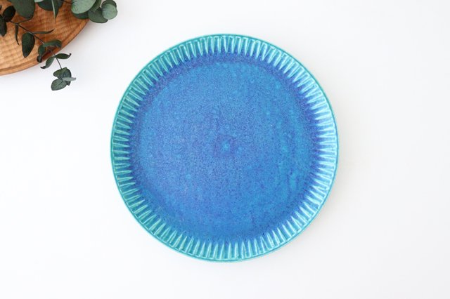 Round Plate Turquoise 25㎝/9.8in | Shigaraki Ware