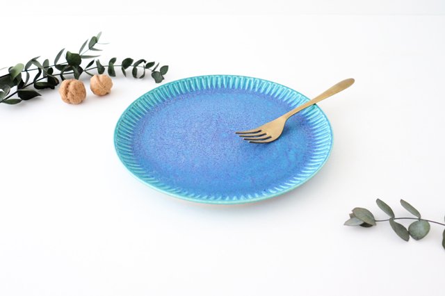 Round Plate Turquoise 25㎝/9.8in | Shigaraki Ware