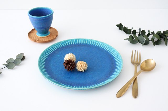 Round Plate Turquoise 25㎝/9.8in | Shigaraki Ware