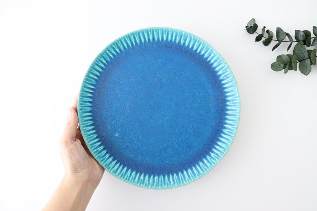 Round Plate Turquoise 25㎝/9.8in | Shigaraki Ware