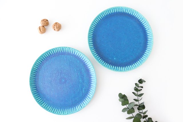 Round Plate Turquoise 25㎝/9.8in | Shigaraki Ware