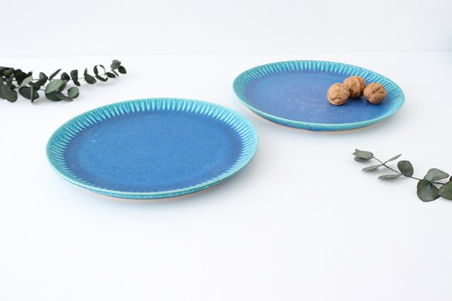 Round Plate Turquoise 25㎝/9.8in | Shigaraki Ware