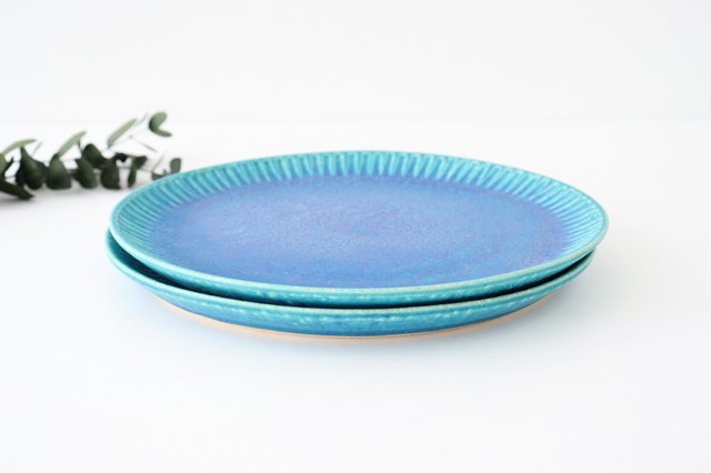 Round Plate Turquoise 25㎝/9.8in | Shigaraki Ware