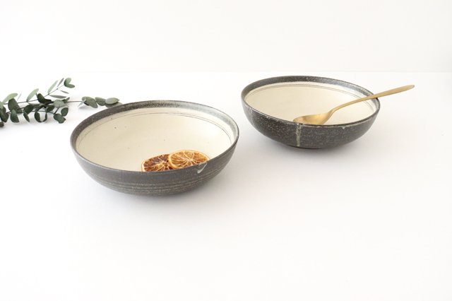 Large Bowl Gray-lined | Serving Bowl Shigaraki Ware