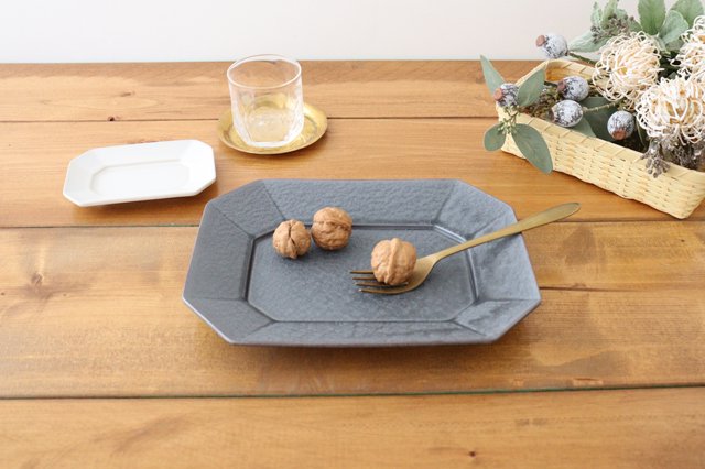 Kosen Kiln Octogonal Plate Gray L | Banko Ware