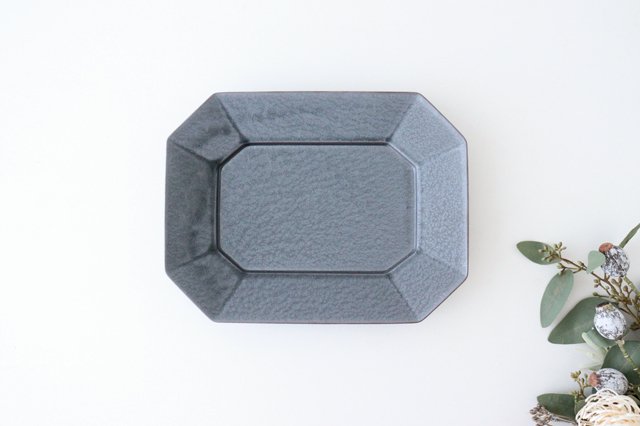 Kosen Kiln Octogonal Plate Gray L | Banko Ware
