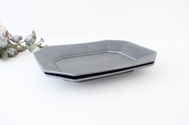 Kosen Kiln Octogonal Plate Gray L | Banko Ware