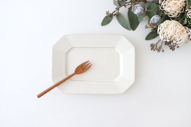 Kosen Kiln Octogonal Plate White M | Banko Ware