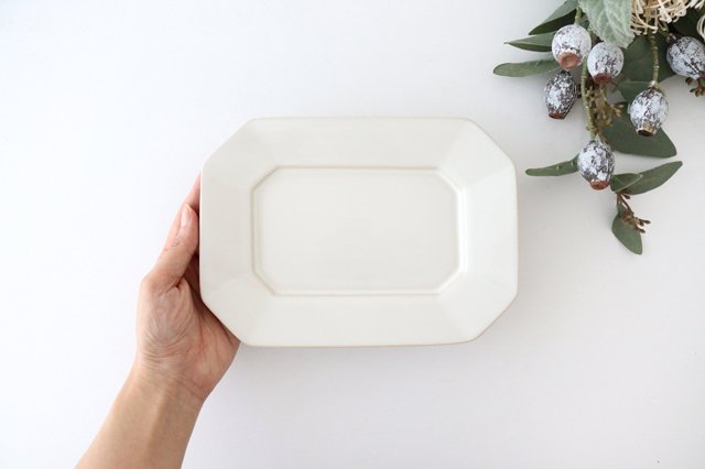 Kosen Kiln Octogonal Plate White M | Banko Ware