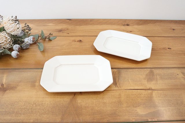 Kosen Kiln Octogonal Plate White M | Banko Ware