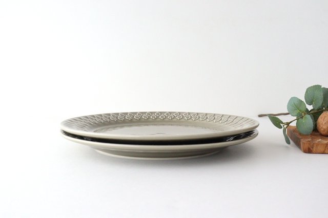 Plate large leaf gray pottery Koizumi kiln Banko ware