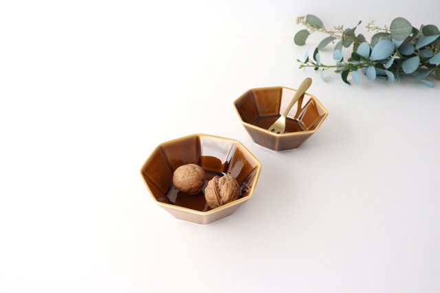 Octagonal Small Bowl Brown | Kobachi Mino Ware
