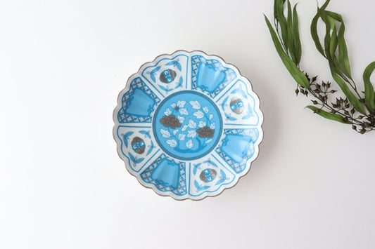 Rinkurou Kiln kotohogu Chrysanthemum Shaped Plate Blue 15cm/5.9in | Hasami Ware-TOP