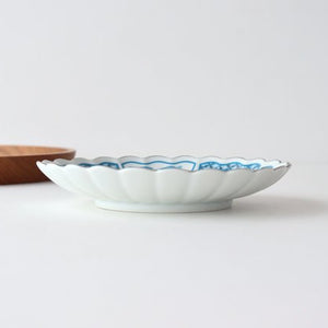 Rinkurou Kiln kotohogu Chrysanthemum Shaped Plate Blue 15cm/5.9in | Hasami Ware-Detail2