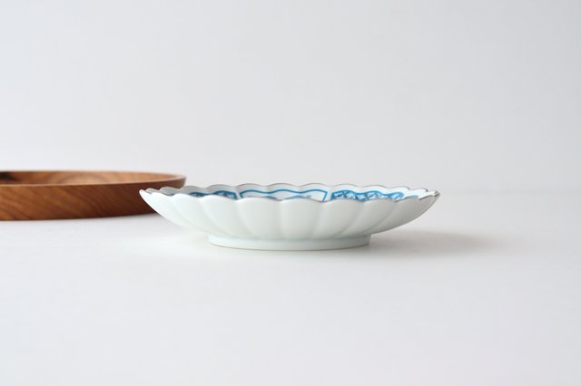 Rinkurou Kiln kotohogu Chrysanthemum Shaped Plate Blue 15cm/5.9in | Hasami Ware