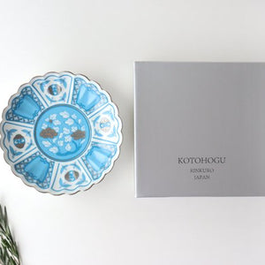 Rinkurou Kiln kotohogu Chrysanthemum Shaped Plate Blue 15cm/5.9in | Hasami Ware-Detail11
