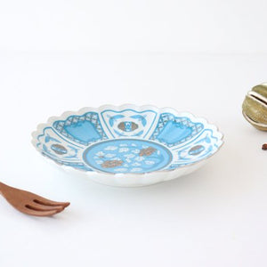 Rinkurou Kiln kotohogu Chrysanthemum Shaped Plate Blue 15cm/5.9in | Hasami Ware-Detail4