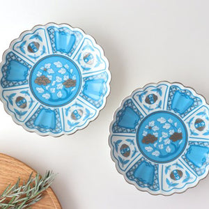 Rinkurou Kiln kotohogu Chrysanthemum Shaped Plate Blue 15cm/5.9in | Hasami Ware-Detail5