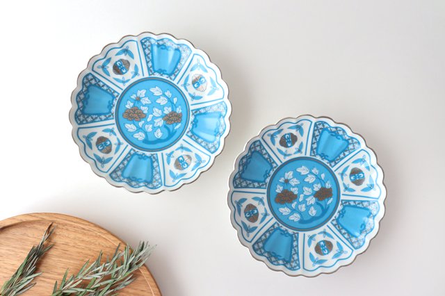 Rinkurou Kiln kotohogu Chrysanthemum Shaped Plate Blue 15cm/5.9in | Hasami Ware