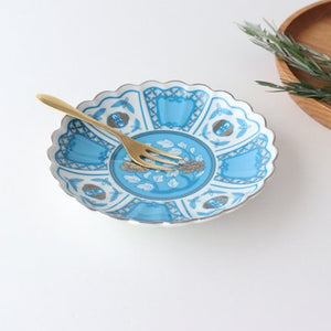 Rinkurou Kiln kotohogu Chrysanthemum Shaped Plate Blue 15cm/5.9in | Hasami Ware-Detail7