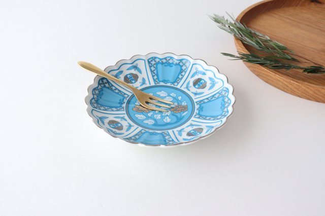 Rinkurou Kiln kotohogu Chrysanthemum Shaped Plate Blue 15cm/5.9in | Hasami Ware