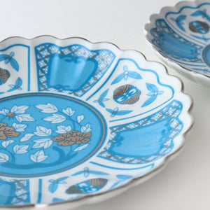 Rinkurou Kiln kotohogu Chrysanthemum Shaped Plate Blue 15cm/5.9in | Hasami Ware-Detail8