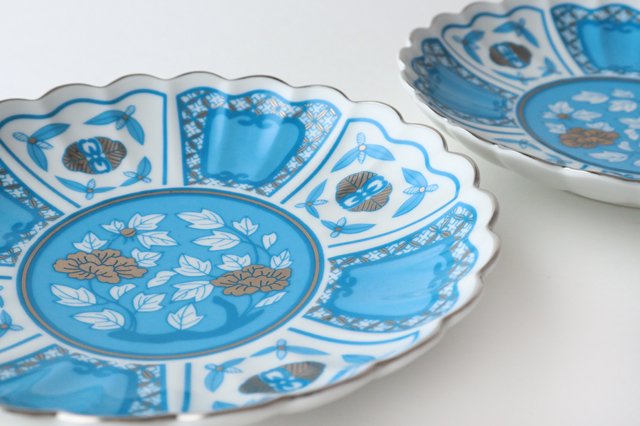 Rinkurou Kiln kotohogu Chrysanthemum Shaped Plate Blue 15cm/5.9in | Hasami Ware