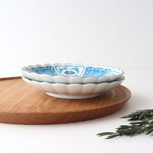 Rinkurou Kiln kotohogu Chrysanthemum Shaped Plate Blue 15cm/5.9in | Hasami Ware-Detail10