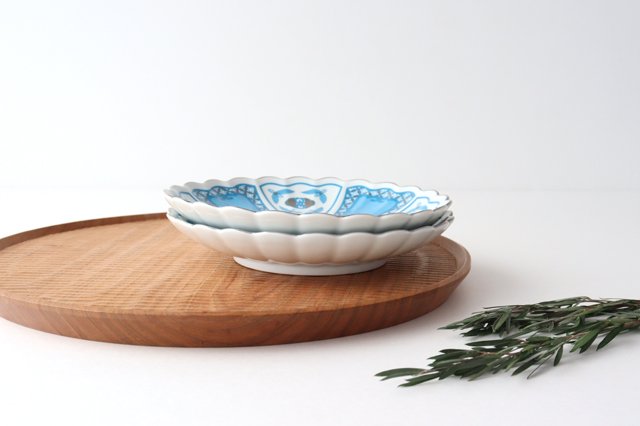 Rinkurou Kiln kotohogu Chrysanthemum Shaped Plate Blue 15cm/5.9in | Hasami Ware-Detail10