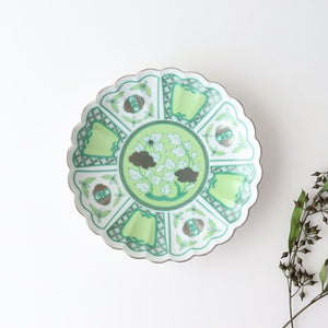 Rinkurou Kiln kotohogu Chrysanthemum Shaped Plate Green 15cm/5.9in | Hasami Ware-TOP