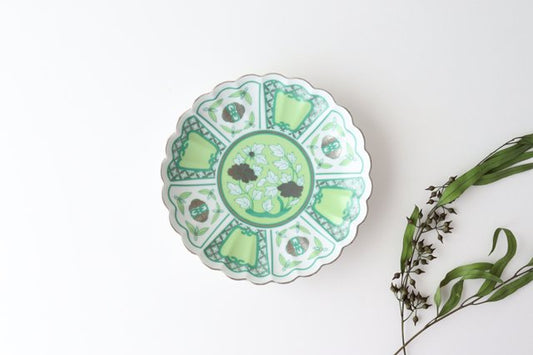 Rinkurou Kiln kotohogu Chrysanthemum Shaped Plate Green 15cm/5.9in | Hasami Ware-TOP