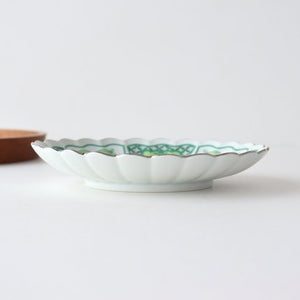 Rinkurou Kiln kotohogu Chrysanthemum Shaped Plate Green 15cm/5.9in | Hasami Ware-Detail2