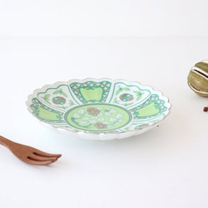Rinkurou Kiln kotohogu Chrysanthemum Shaped Plate Green 15cm/5.9in | Hasami Ware-Detail4