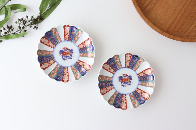 Rinkurou Kiln Sauce Plate Old Imari Chrysanthemum Pattern 9cm/3.5in | Hasami Ware