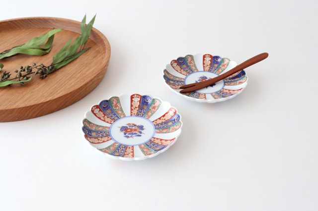Rinkurou Kiln Sauce Plate Old Imari Chrysanthemum Pattern 9cm/3.5in | Hasami Ware