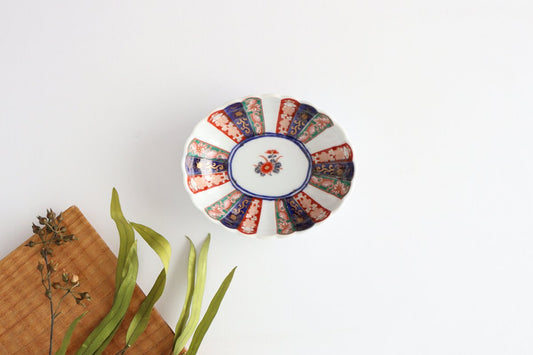 Rinkurou Kiln Oval Small Bowl Old Imari Chrysanthemum Pattern | Kobachi Hasami Ware-TOP