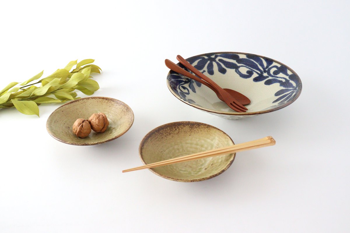 Shallow Large Bowl Blue Arabesque | Serving Bowl Mino Ware