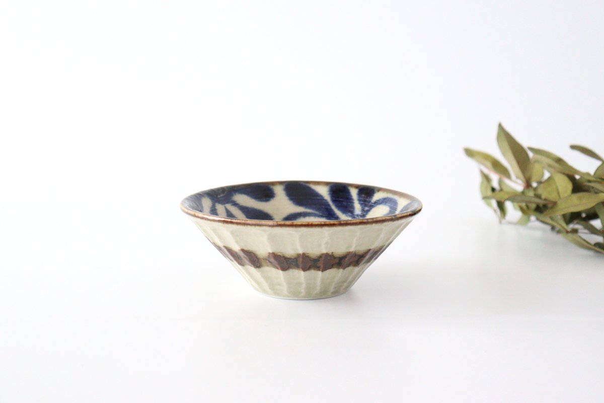Small Deep Bowl Blue Arabesque | Kobachi Mino Ware