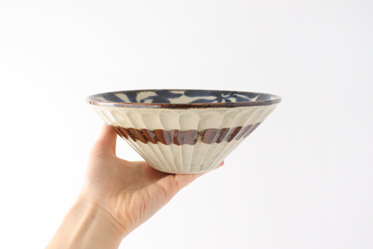 Deep Bowl Blue Arabesque Large | Ramen Bowl Mino ware