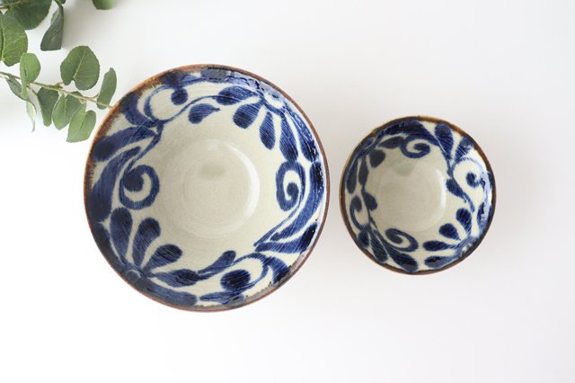Deep Bowl Blue Arabesque Large | Ramen Bowl Mino ware