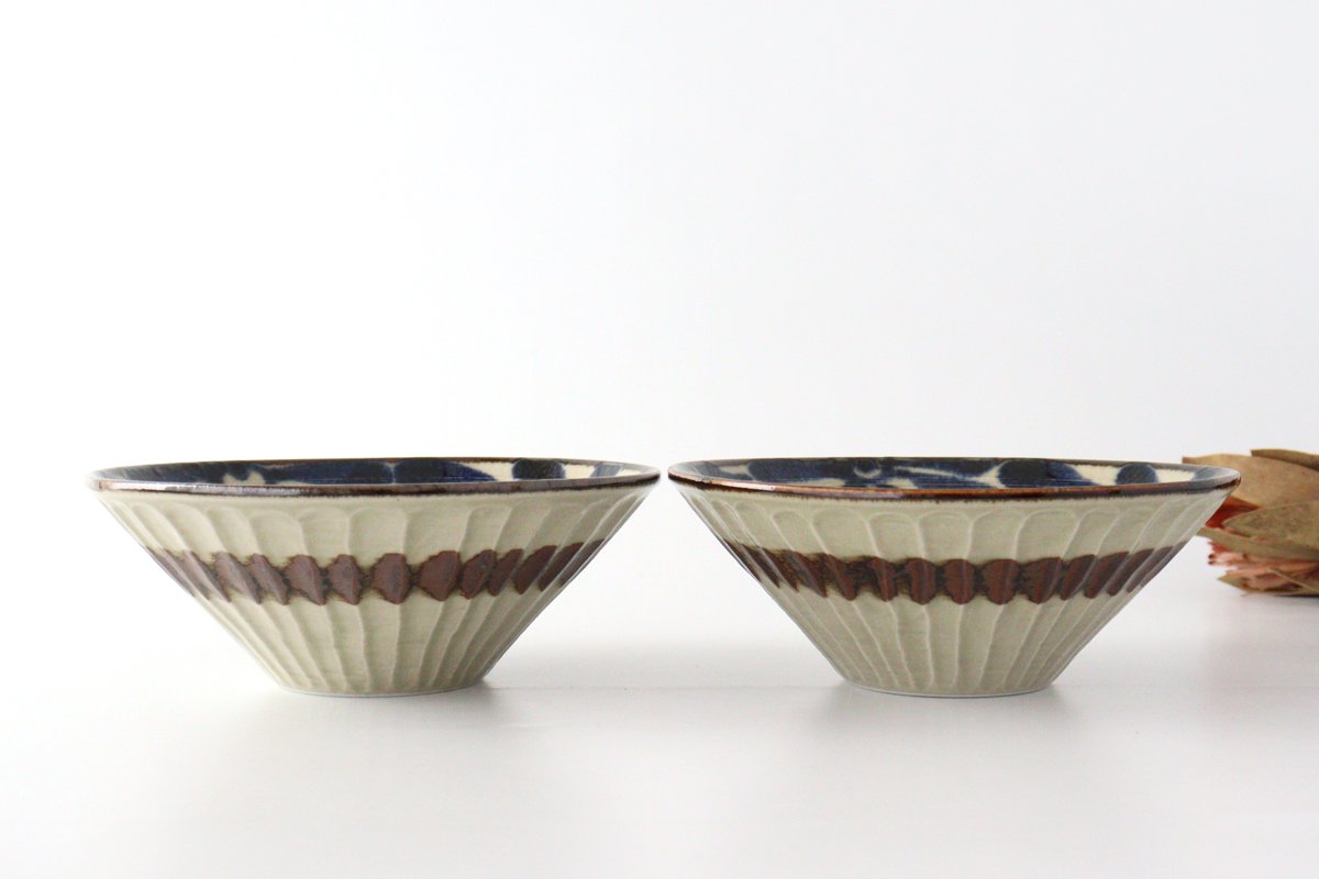 Deep Bowl Blue Arabesque Large | Ramen Bowl Mino ware